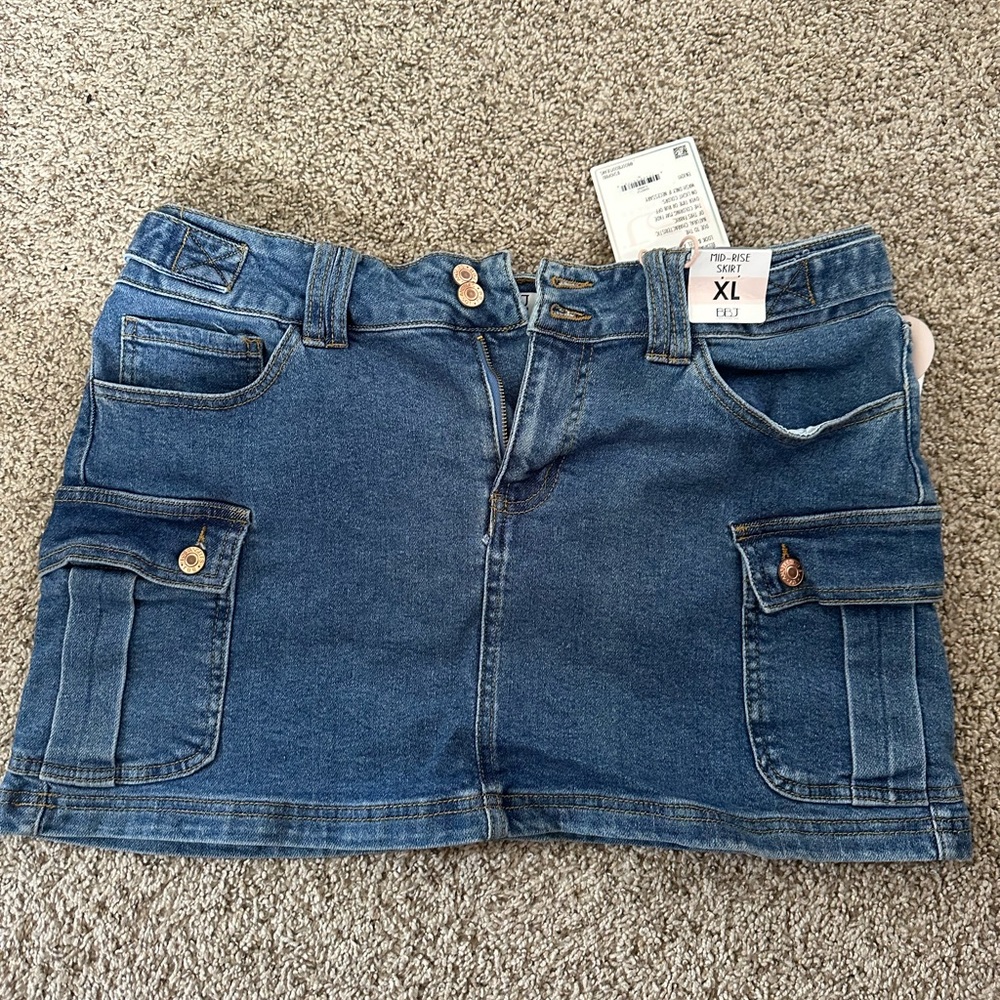 Denim Mini Skirt with Pockets